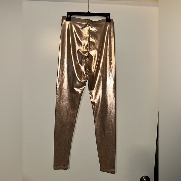 Metallic Rose Gold Leggings Sz XS - Picture 3 of 3